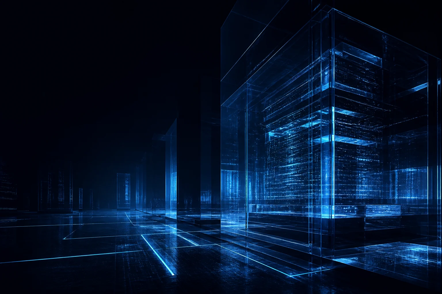 Abstract glass data infrastructure concept